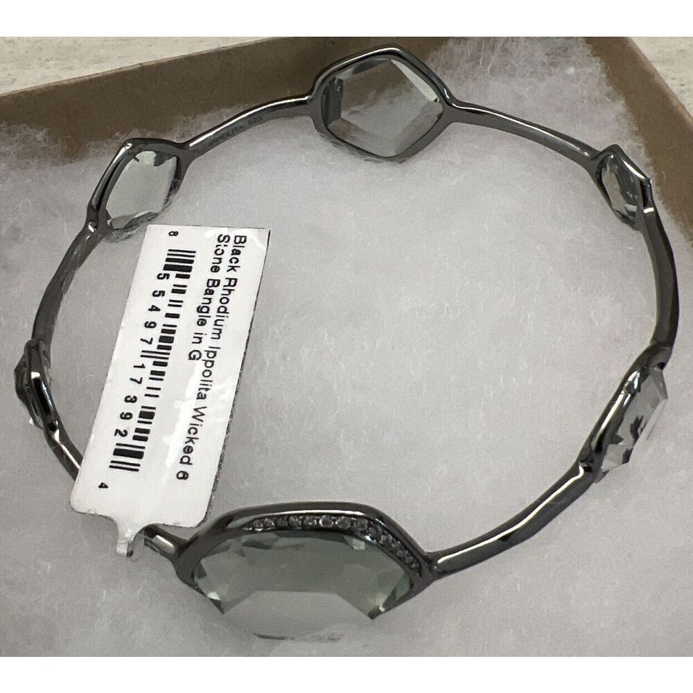 Ippolita Black Rhodium Silver 925 Diamond Wicked 6 Station Bangle Bracelet $2495 - Picture 5 of 12